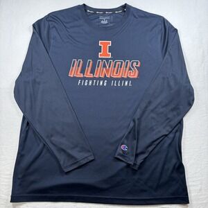 Champion Fighting Illini Men's Long Sleeve Shirt Blue XL